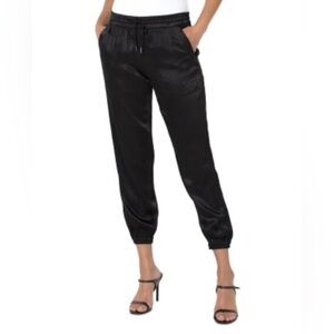Women's Black Liverpool, Los Angeles Satin Jogger Pants